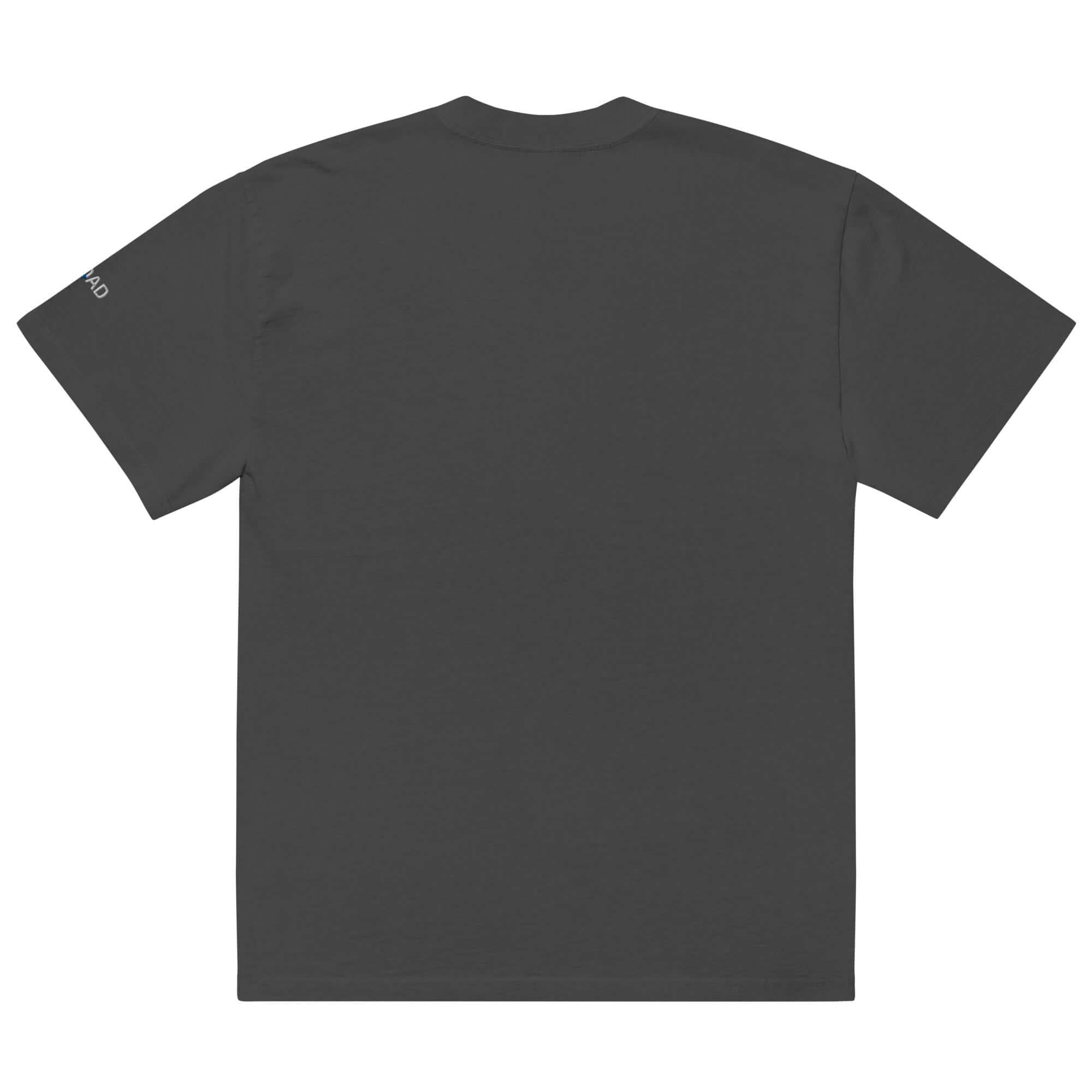 Oversized faded t shirt in dark gray color, showcasing a relaxed fit and minimalistic design from the back view.