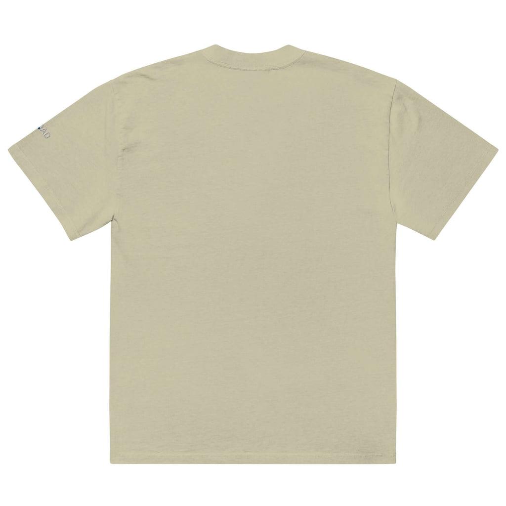 Back view of an oversized faded t shirt in light color, showcasing its relaxed fit and premium cotton fabric.