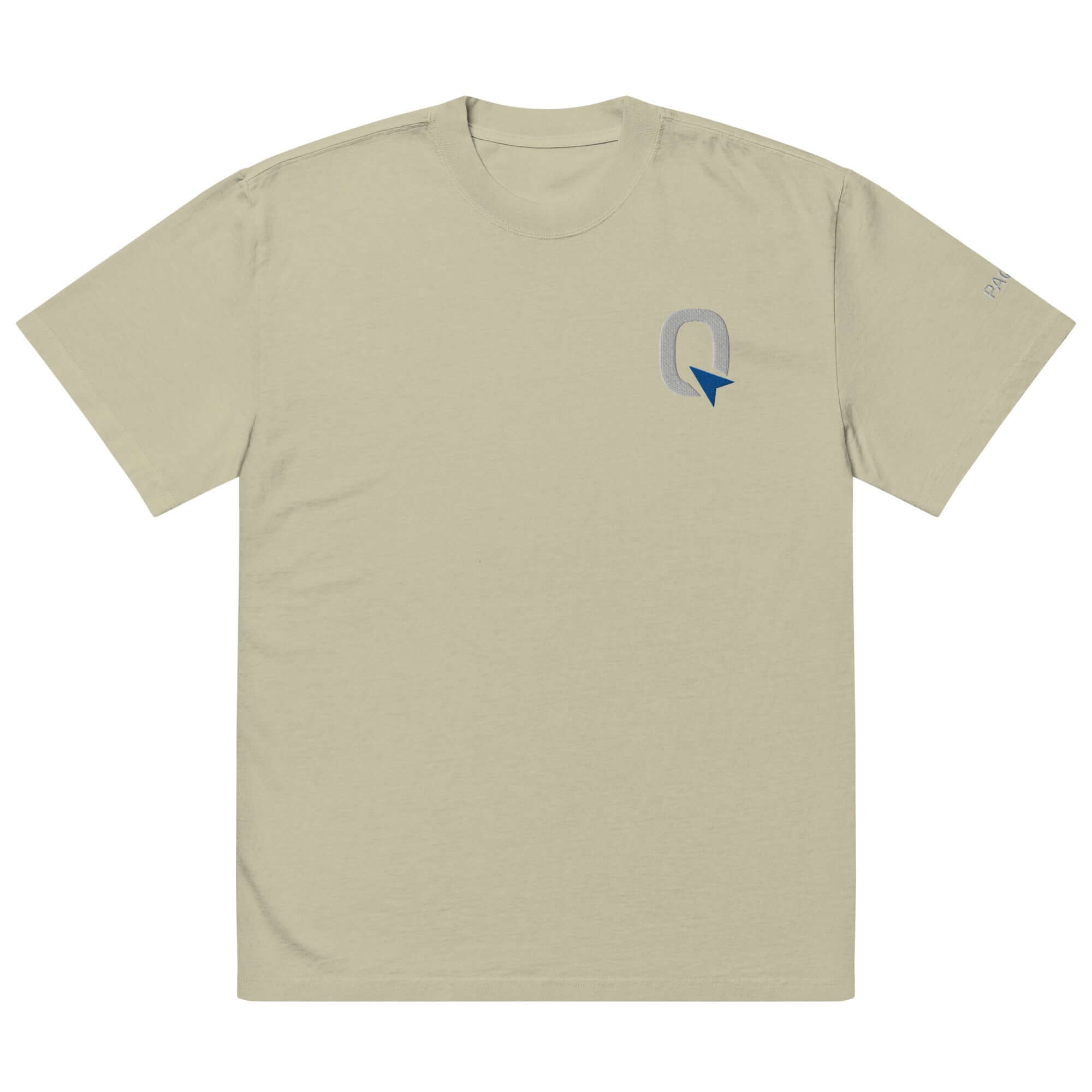 Oversized faded t shirt in beige with logo, made from premium cotton for comfort and vintage style.