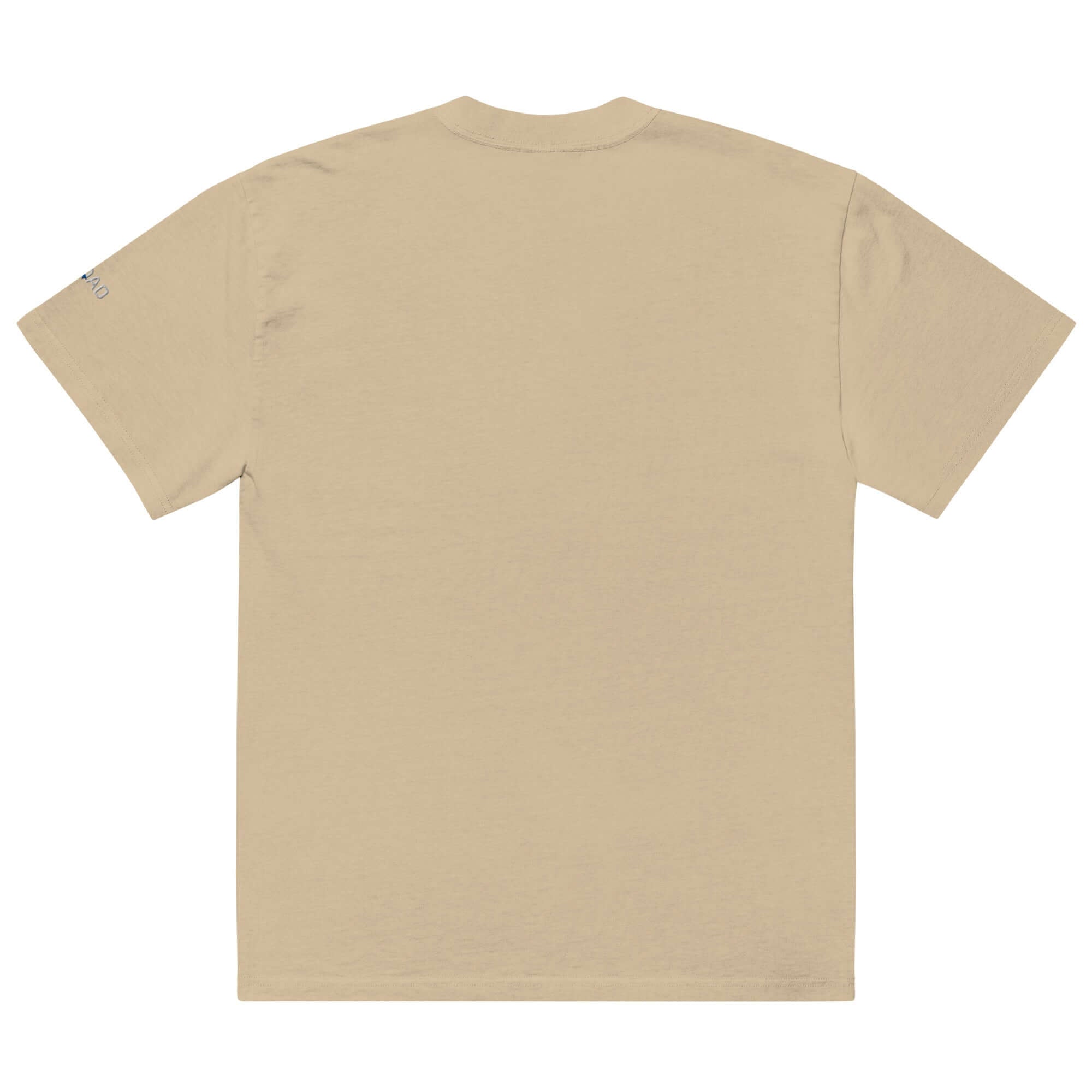 Back view of oversized faded t shirt in beige, showcasing a relaxed fit and vintage aesthetic.