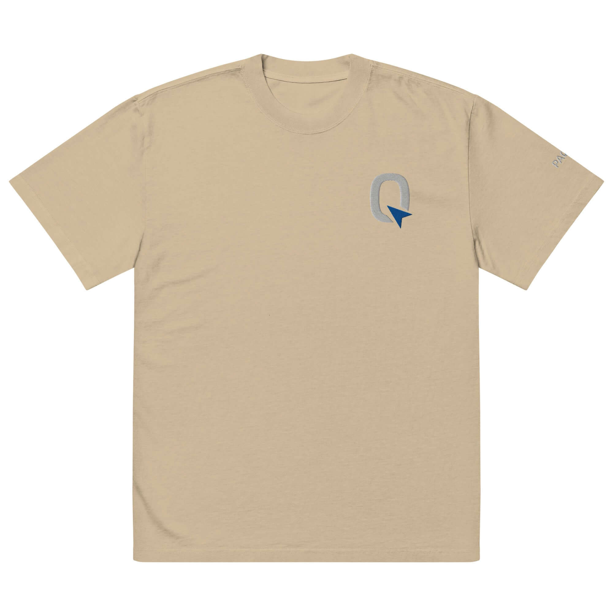 Oversized faded t shirt in beige color with logo, crafted from premium cotton for comfort and style.