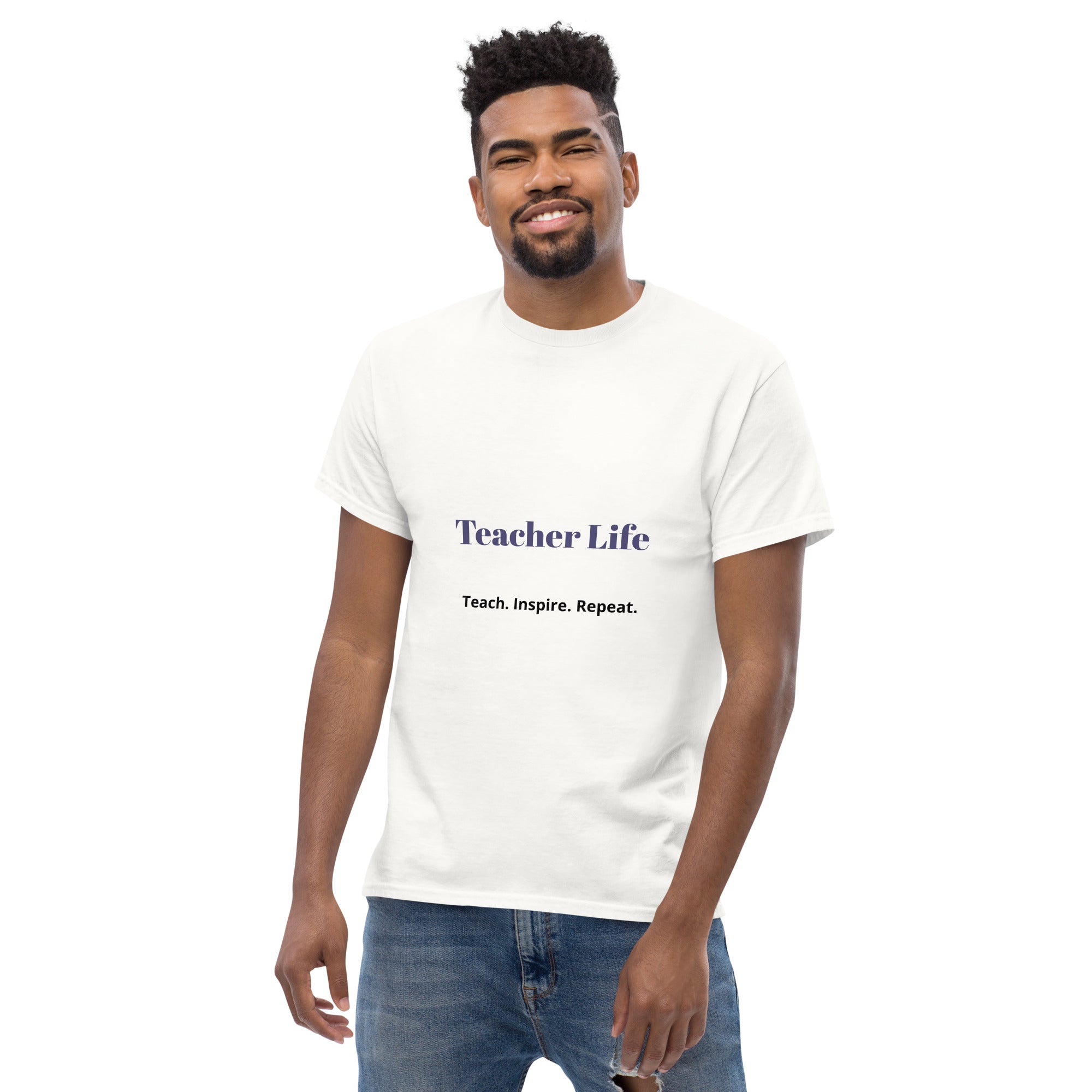 teacher life t shirt teach inspire repeat front view