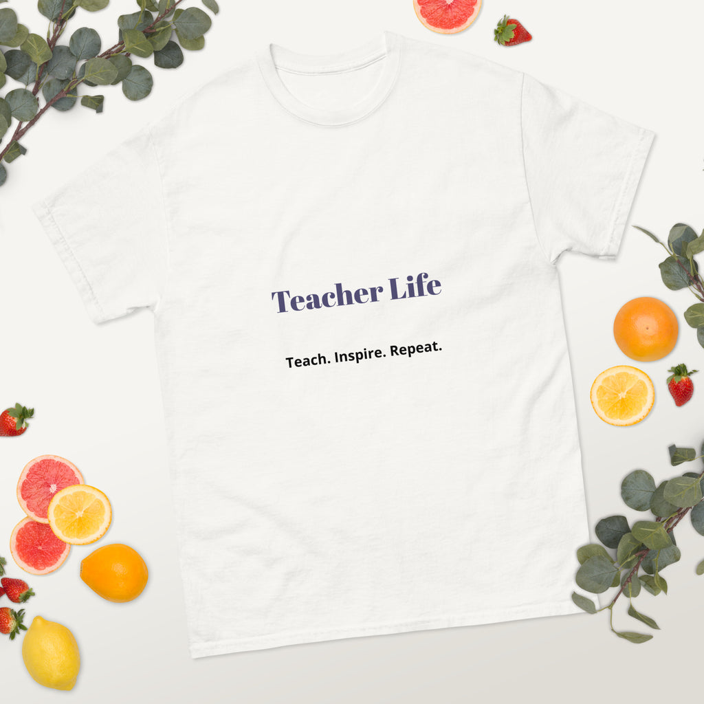 teacher life t shirt teach inspire repeat front view