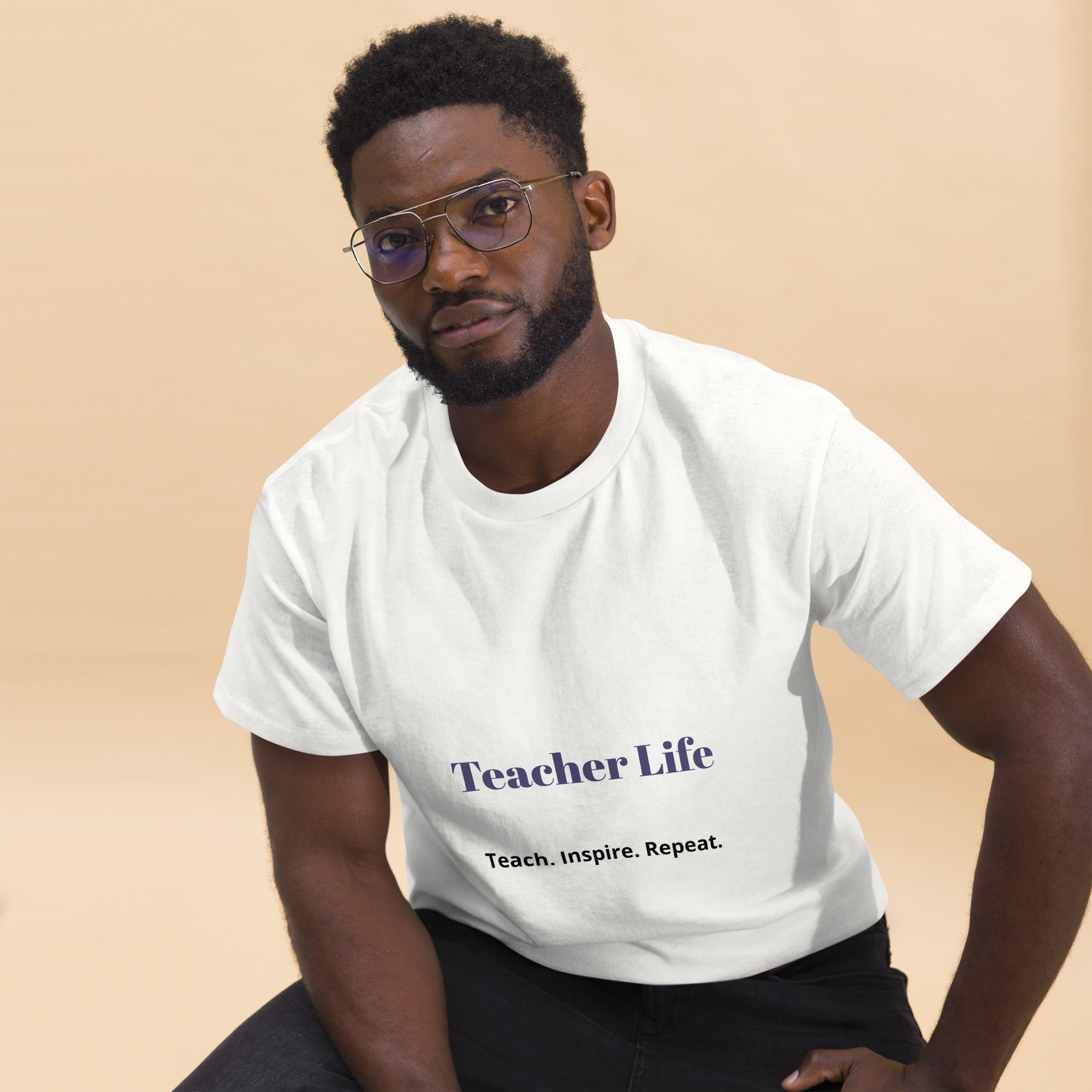 teacher life t shirt teach inspire repeat front view