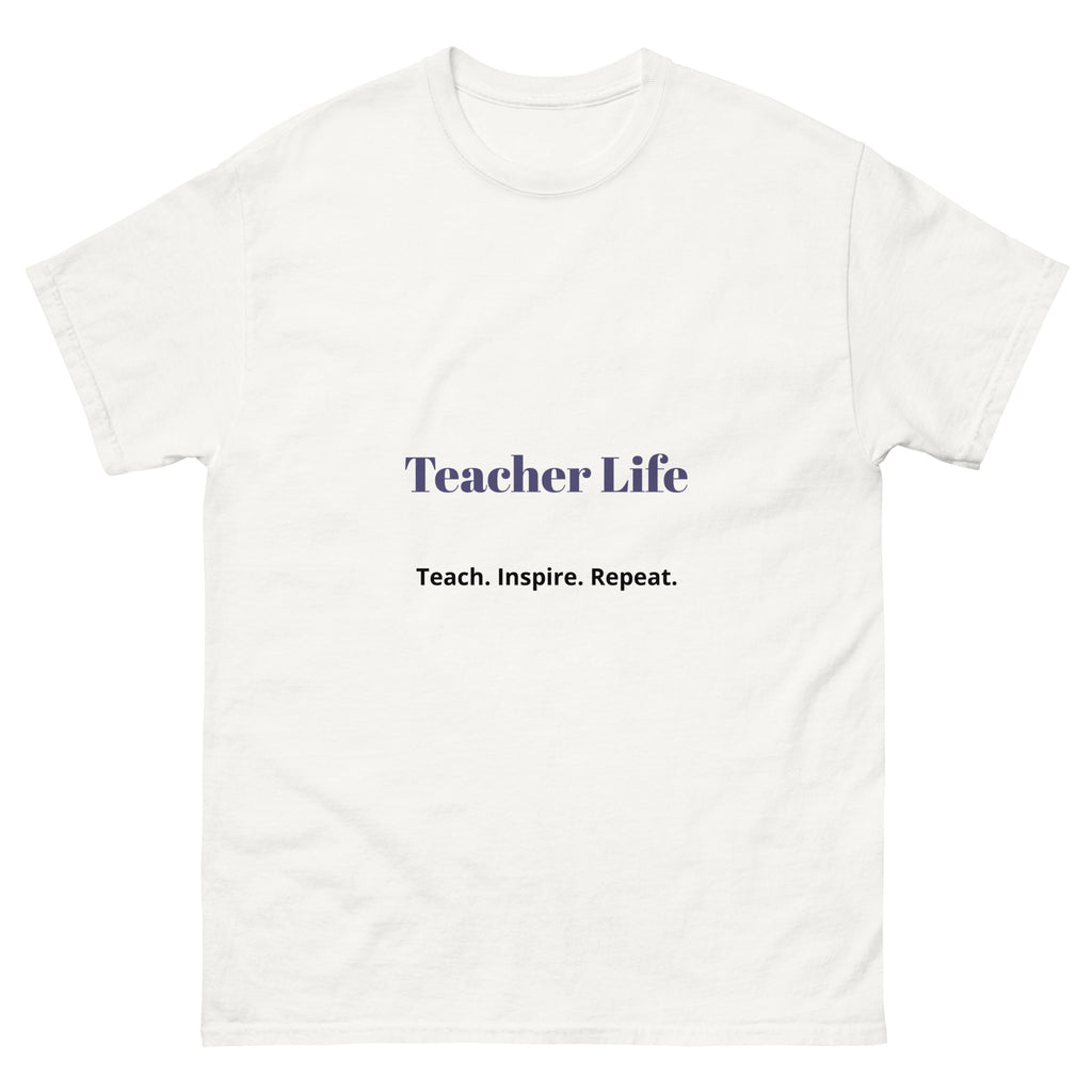 teacher life t shirt teach inspire repeat front view