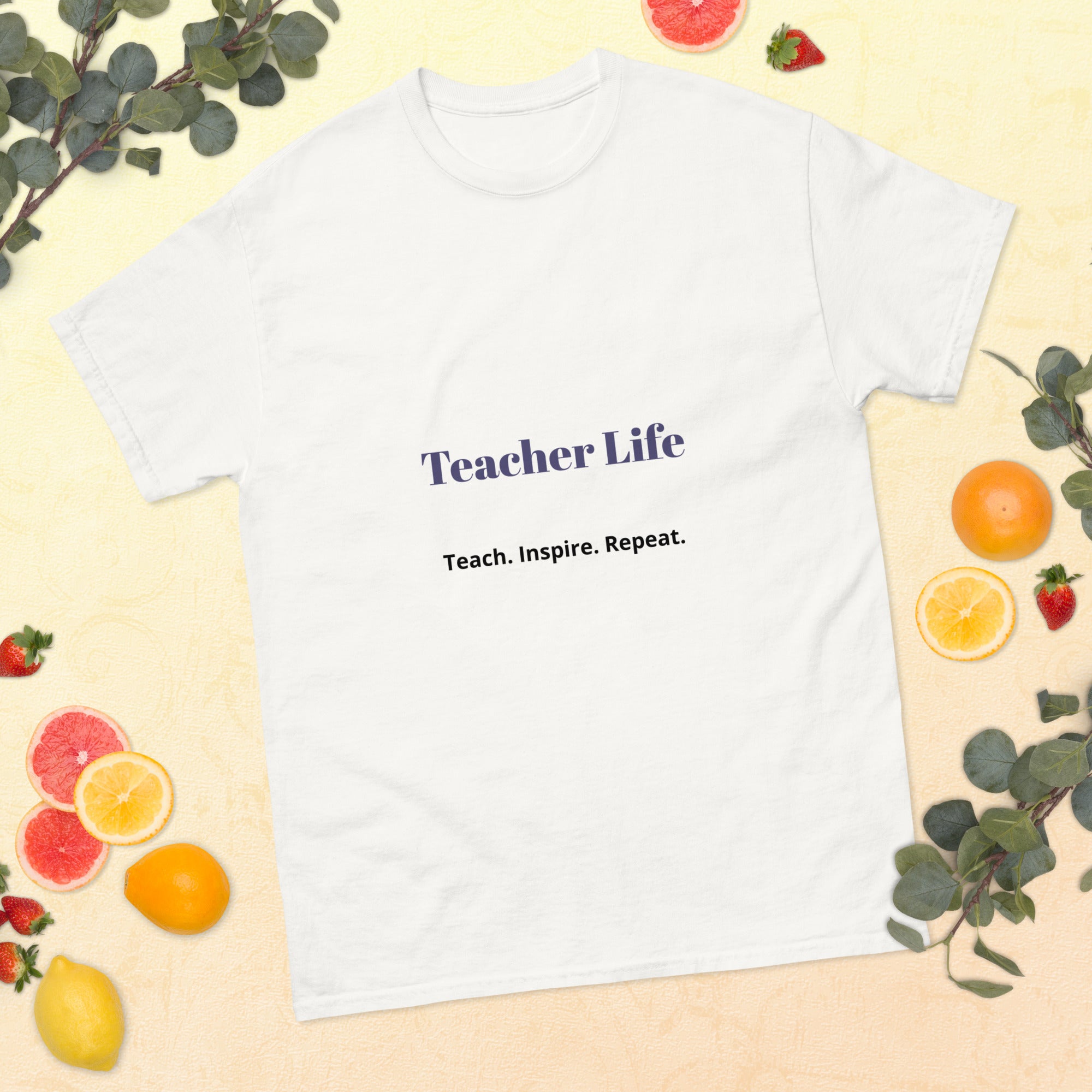 teacher life t shirt teach inspire repeat front view