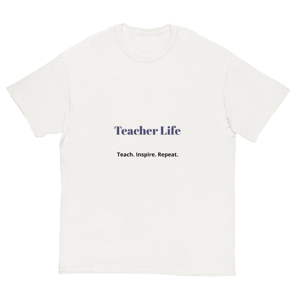 teacher life t shirt teach inspire repeat front view