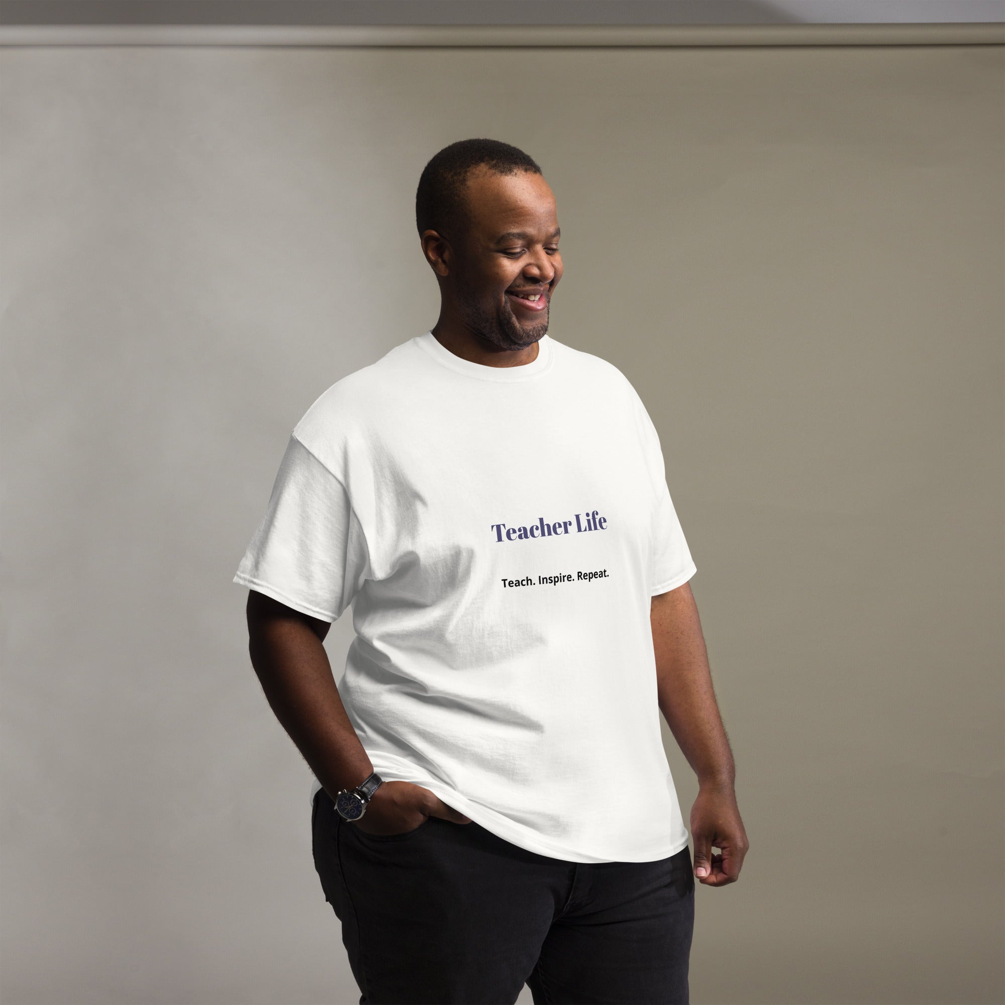 teacher life t shirt teach inspire repeat front view