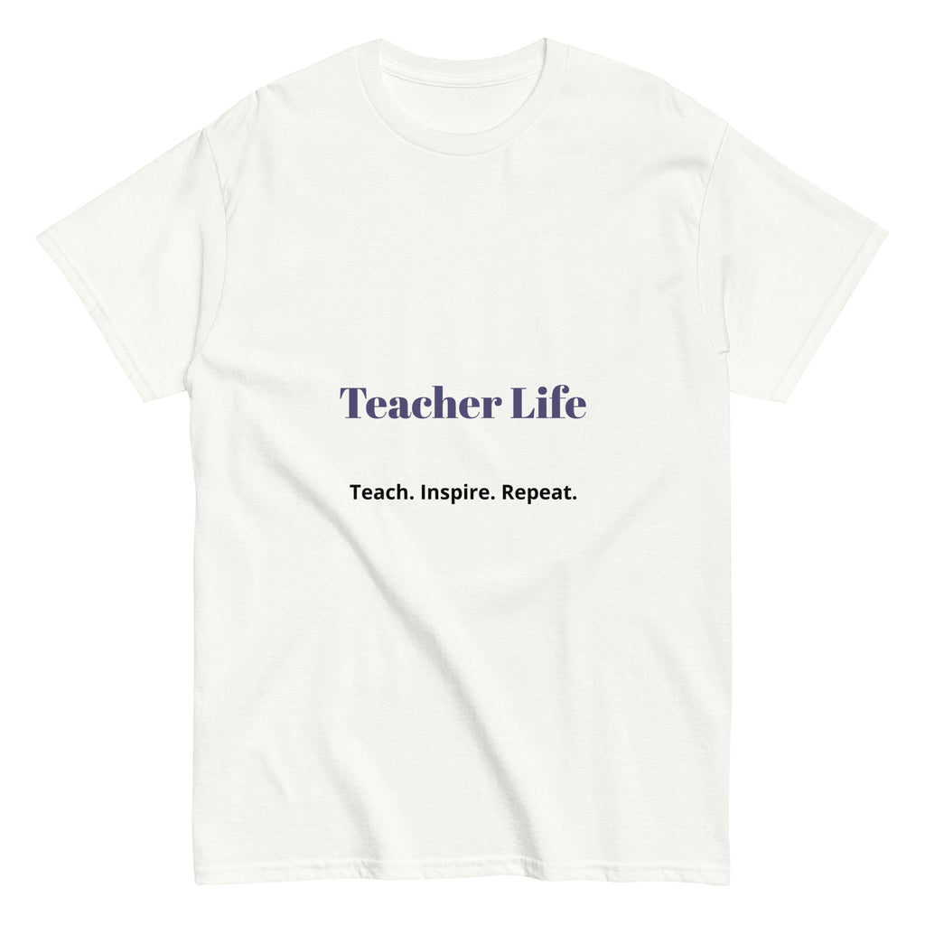 teacher life t shirt teach inspire repeat front view