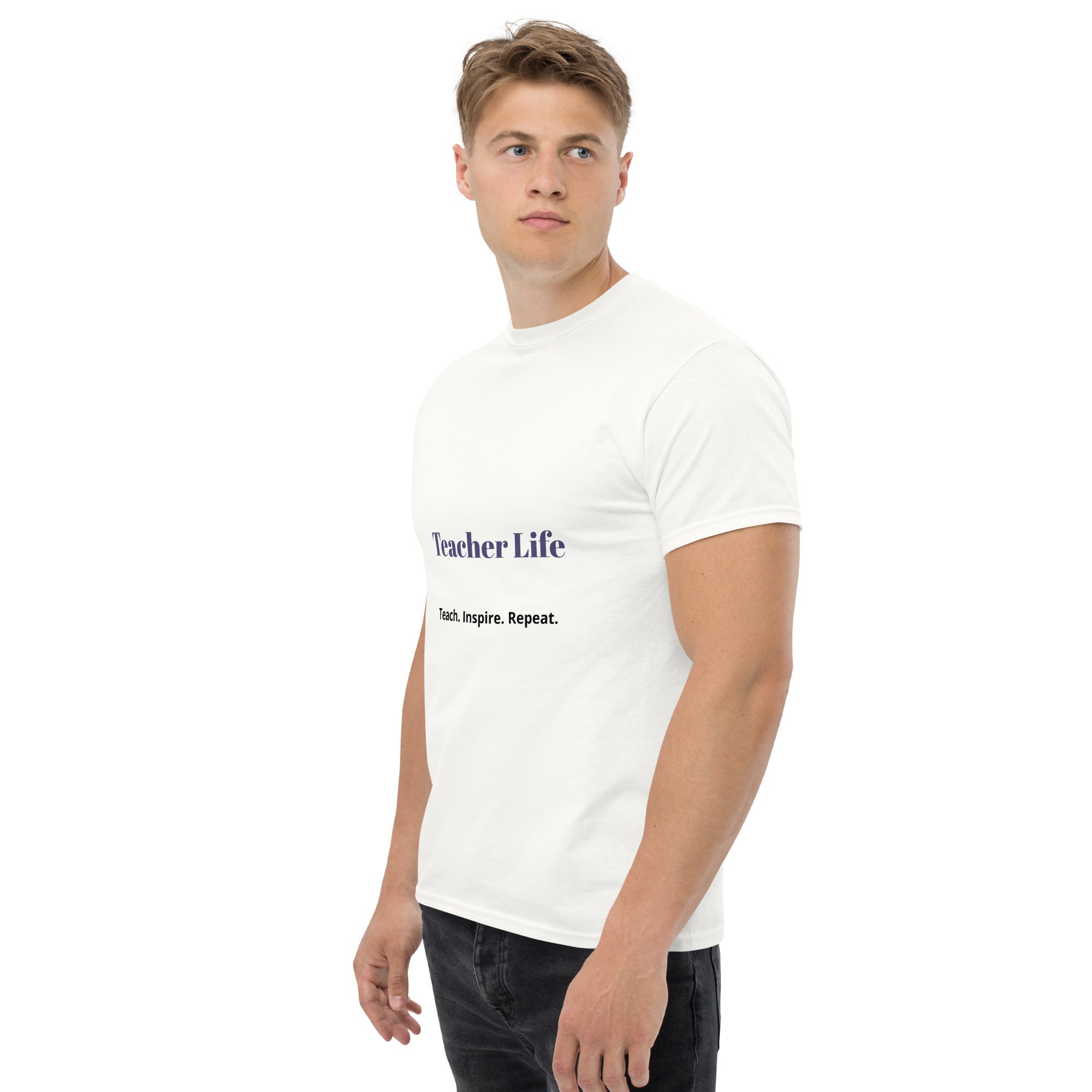 teacher life t shirt teach inspire repeat front view