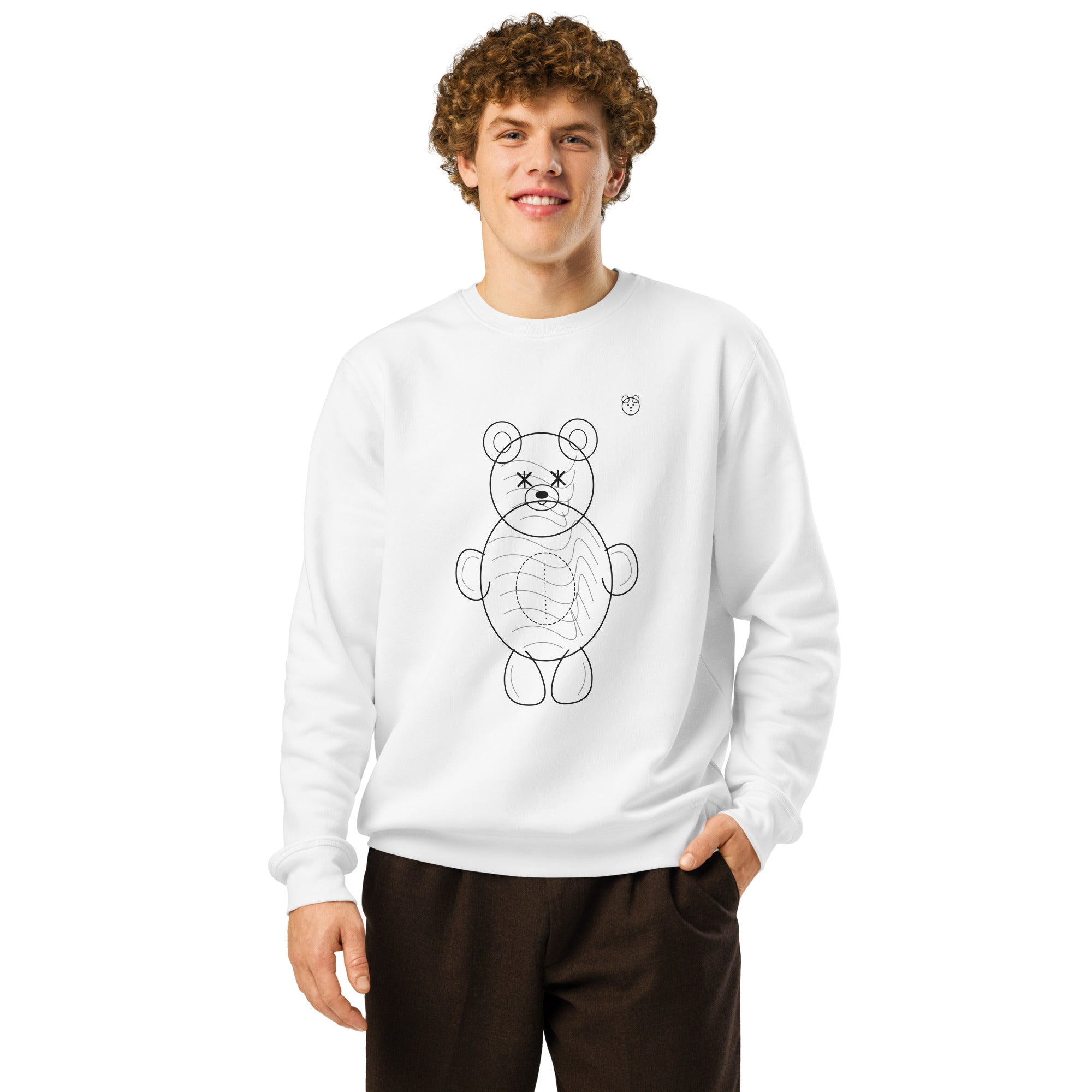 women’s graphic sweatshirt featuring a teddy bear design, part of the Teddy Bear Organic Streetwear Collection.