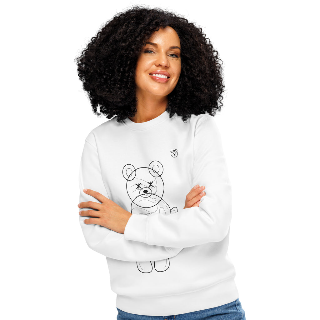 women’s graphic sweatshirt featuring a teddy bear design, part of the Teddy Bear Organic Streetwear Collection.