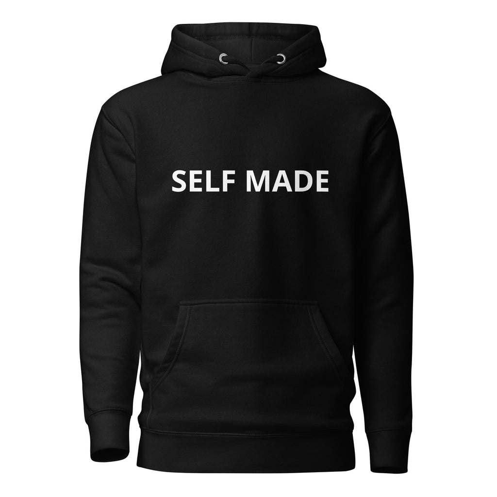 Millionaire Mindset Hoodie – Self Made Luxury Premium Edition in black with white lettering.