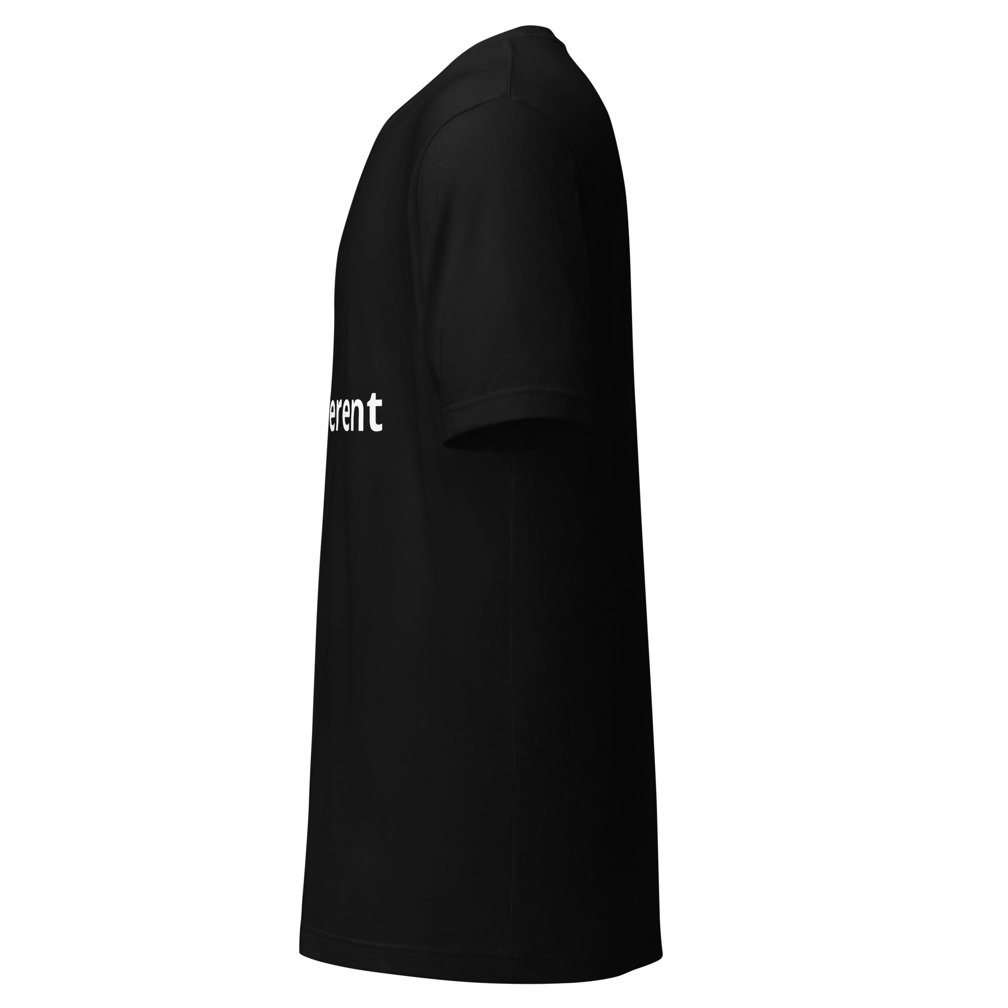 Premium tee shirt in black with the phrase 'Built Different' designed for comfort and style.