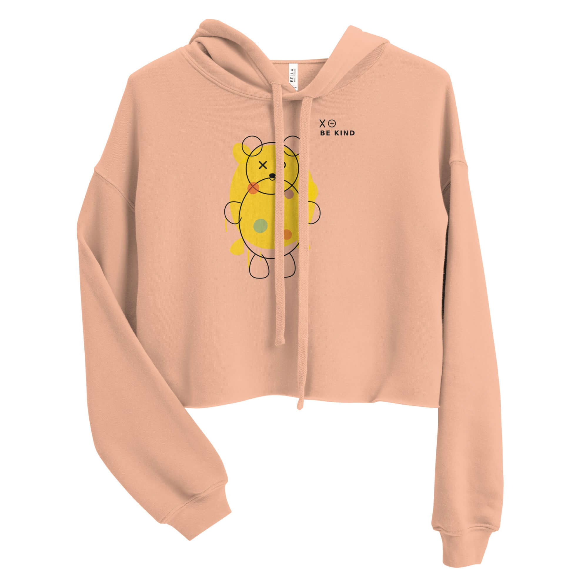 Product mockupwomen’s graphic crop hoodie graffiti bear front view