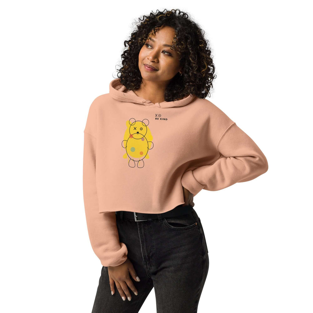 Product mockupwomen’s graphic crop hoodie graffiti bear front view
