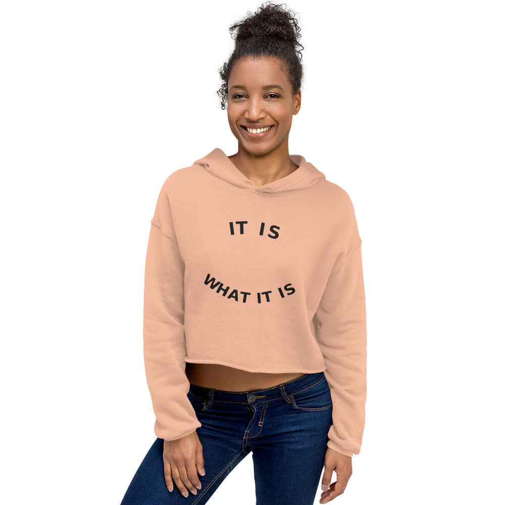women’s crop hoodie front view minimalist design